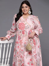 Plus Size Floral Printed Wrap Maxi Ethnic Dress-AP-AHEDGRDP-244